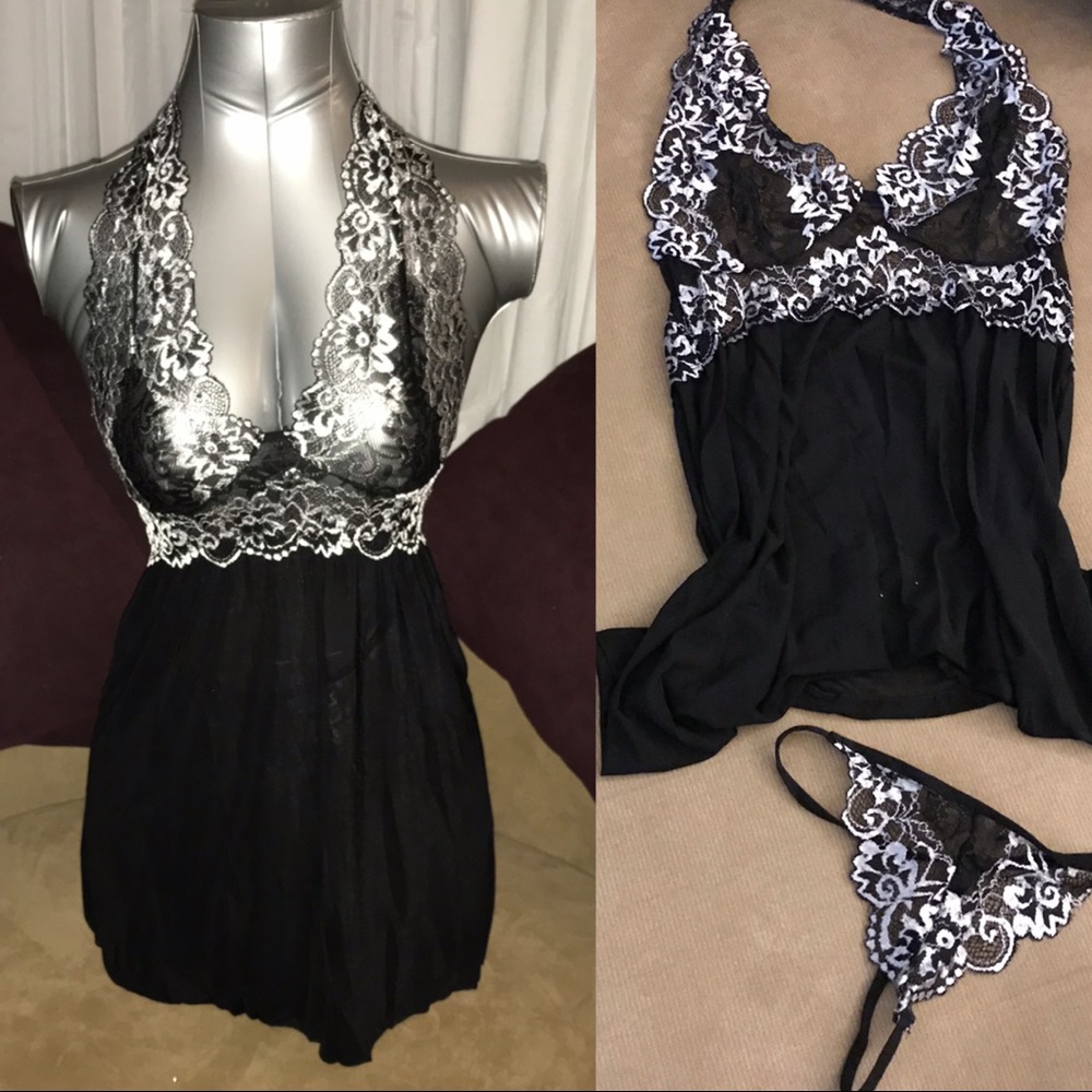 $10🛍 Babydoll slip lingerie set with G-string